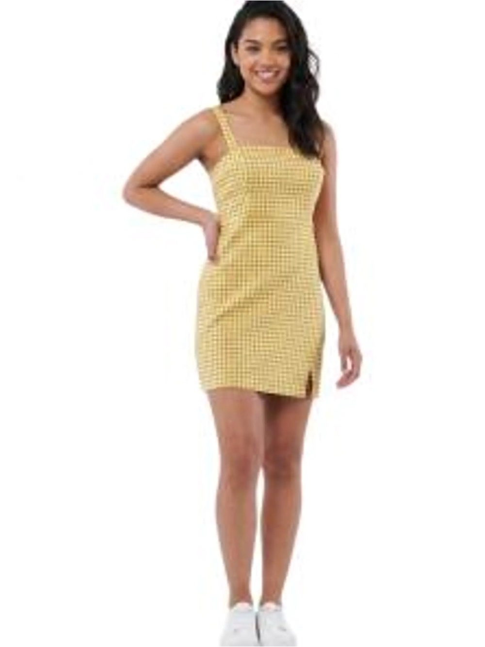 Hollister Split front mini dress | Yellow gingham | Size M